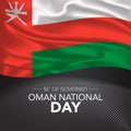 Oman happy national day greeting card, banner, vector illustration