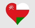Oman Heart Flag. Omani Love Shape Country Nation National Flag. Sultanate of Oman Banner Icon Sign Symbol. EPS Vector Illustration