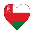 Oman Heart Shape Flag. Love Oman. Visit Oman. Middle East. Western Asia. Asia. Vector Illustration Graphic