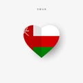 Oman heart shaped flag. Origami paper cut Omani national banner