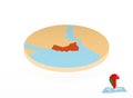 Oman map designed in isometric style, orange circle map