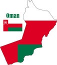 Oman Map and Flag illustration Vector Royalty Free Stock Photo