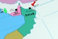 Oman, Muscat - capital city, pinned on political map