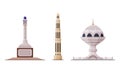 Oman Muscat City Historical Building and Landmarks Vector Set