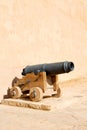 in oman muscat the old castle and cannon near the wall Royalty Free Stock Photo