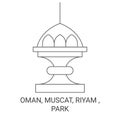 Oman, Muscat, Riyam , Park travel landmark vector illustration Royalty Free Stock Photo