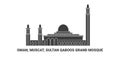 Oman, Muscat, Sultan Qaboos Grand Mosque, travel landmark vector illustration