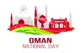 Oman National Day Symbol Vector Illustration Card