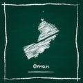 Oman outline vector map hand drawn with chalk on.