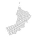 Oman - pencil scribble sketch silhouette map of country area with dropped shadow. Simple flat vector illustration