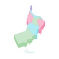 Oman region map: colorful isometric top view.