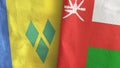 Oman and Saint Vincent and the Grenadines two flags textile 3D rendering