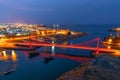 Oman sur bridge night view red light
