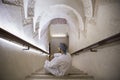 Arab man in traditional omani outfit in an old castle