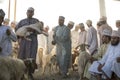 Omani people at a traditional goat market Royalty Free Stock Photo