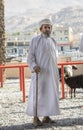 Omani people at a traditional goat market Royalty Free Stock Photo