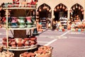 Omani Souvenirs. Hand Made Pottery in Nizwa Market. Clay Jars at the Rural Traditional Arabic Bazaar, Oman. Arabian Peninsula.