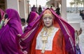 Omani woman in traditional dress, dancing