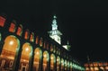 The Omayyad Mosque perfectly illuminated at night. Royalty Free Stock Photo