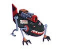 ÃÂ¡ombat robot shark with weapon. Cartoon character