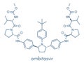 Ombitasvir hepatitis C virus HCV drug molecule. Inhibitor of nonstructural protein 5A NS5A. Skeletal formula.