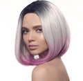 Ombre bob hairstyle girl portrait. Beautiful short hair coloring