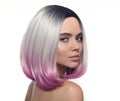 Ombre bob short hairstyle. Beautiful hair coloring woman. Trendy Royalty Free Stock Photo