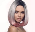 Ombre bob short hairstyle. Beautiful hair coloring woman. Trendy Royalty Free Stock Photo