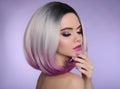 Ombre bob short hairstyle. Beautiful hair coloring woman. Trendy Royalty Free Stock Photo