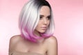 Ombre bob short hairstyle. Beautiful hair coloring woman. Trendy Royalty Free Stock Photo