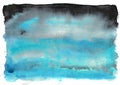 Ombre Colored Watercolor Background from black to blue
