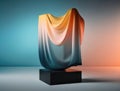 ombre float breezing through the air lined with silky chiffon. Podium, empty showcase for packaging product presentation Royalty Free Stock Photo