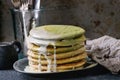 Ombre matcha pancakes Royalty Free Stock Photo