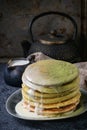 Ombre matcha pancakes Royalty Free Stock Photo