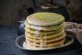 Ombre matcha pancakes Royalty Free Stock Photo