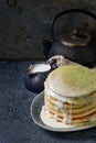 Ombre matcha pancakes Royalty Free Stock Photo