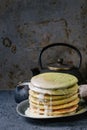 Ombre matcha pancakes Royalty Free Stock Photo