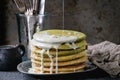 Ombre matcha pancakes Royalty Free Stock Photo