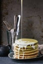 Ombre matcha pancakes Royalty Free Stock Photo