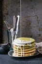 Ombre matcha pancakes Royalty Free Stock Photo