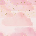 Ombree seamless pattern - watercolor pattern in pink shades and gold confetti