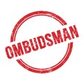 OMBUDSMAN text written on red grungy round stamp