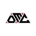 OMC triangle letter logo design with triangle shape. OMC triangle logo design monogram. OMC triangle vector logo template with red Royalty Free Stock Photo