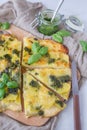 Ome made pizza with potatos and pesto Royalty Free Stock Photo