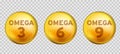 Omega acids. Healthy food supplements fatty acid epa dha 3, 6 and 9 organic vitamin nutrient fish oil, diet golden drops