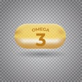 Omega 3acids pill gold icon. Polyunsaturated fatty. Nutrition skin care design