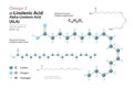 Omega-3 Alpha-Linolenic Acid (ALA) Chemical Structure and Structural Formula, 3D Molecular Model Royalty Free Stock Photo