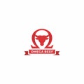 Omega Beef logo Simple. Farm Animal Logo
