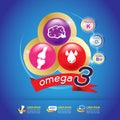 Omega Calcium and Vitamin for Kids Concept Logo Gold Kids