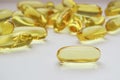 Omega3 capsules, fish oil close-up on a white background Royalty Free Stock Photo